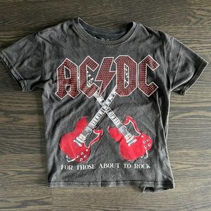 acdc - “for those about to rock” graphic tee with bling logo
